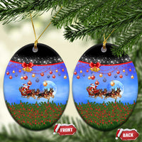 German Shepherd Christmas Ceramic Ornament with Santa Sleigh and Holiday Ornament Design - Wonder Print Shop