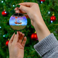 German Shepherd Christmas Ceramic Ornament with Santa Sleigh and Holiday Ornament Design - Wonder Print Shop
