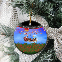 German Shepherd Christmas Ceramic Ornament with Santa Sleigh and Holiday Ornament Design - Wonder Print Shop