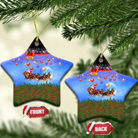German Shepherd Christmas Ceramic Ornament with Santa Sleigh and Holiday Ornament Design - Wonder Print Shop