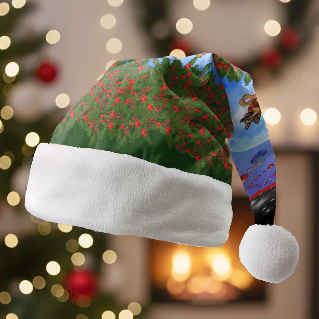 German Shepherd Christmas Santa Hat with Santa Sleigh and Holiday Ornament Design - Wonder Print Shop