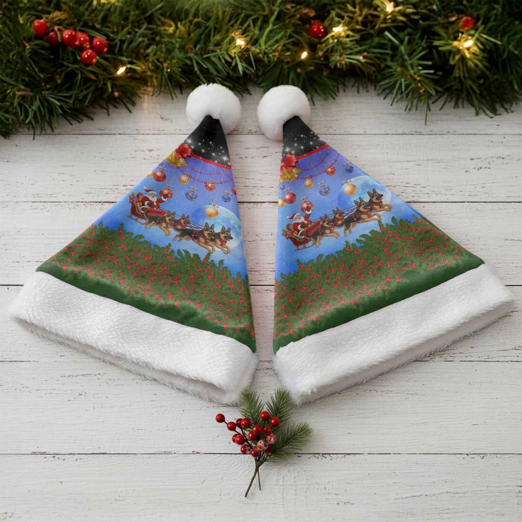 German Shepherd Christmas Santa Hat with Santa Sleigh and Holiday Ornament Design - Wonder Print Shop
