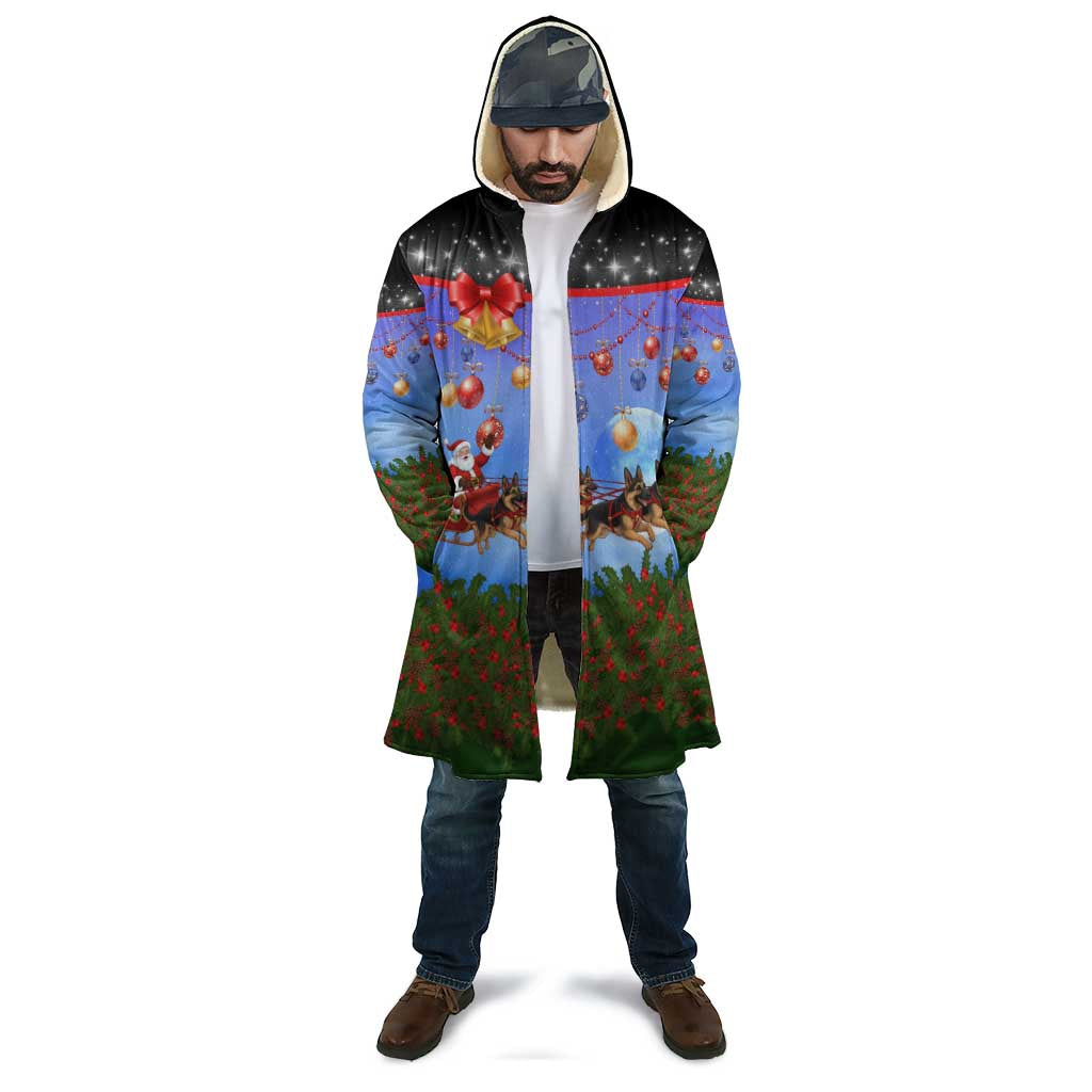 German Shepherd Christmas Cloak with Santa Sleigh and Holiday Ornament Design - Wonder Print Shop