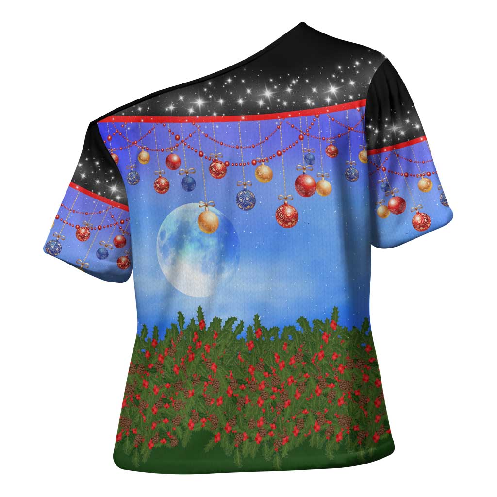 German Shepherd Christmas Cross Shoulder Shirt with Santa Sleigh and Holiday Ornament Design - Wonder Print Shop