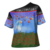 German Shepherd Christmas Cross Shoulder Shirt with Santa Sleigh and Holiday Ornament Design - Wonder Print Shop