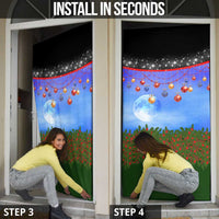 German Shepherd Christmas Door Cover with Santa Sleigh and Holiday Ornament Design - Wonder Print Shop