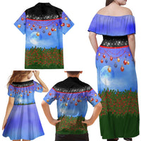 German Shepherd Christmas Family Matching Off Shoulder Maxi Dress and Hawaiian Shirt with Santa Sleigh and Holiday Ornament Design - Wonder Print Shop