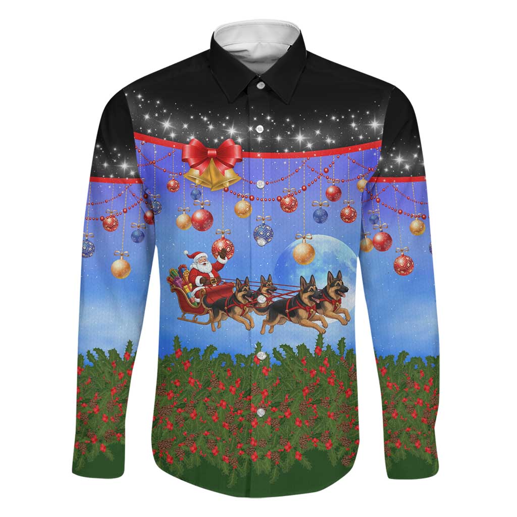 German Shepherd Christmas Family Matching Puletasi and Hawaiian Shirt with Santa Sleigh and Holiday Ornament Design - Wonder Print Shop