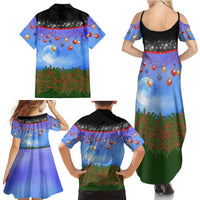 German Shepherd Christmas Family Matching Summer Maxi Dress and Hawaiian Shirt with Santa Sleigh and Holiday Ornament Design - Wonder Print Shop