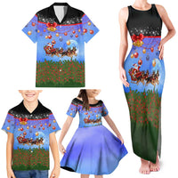 German Shepherd Christmas Family Matching Tank Maxi Dress and Hawaiian Shirt with Santa Sleigh and Holiday Ornament Design - Wonder Print Shop