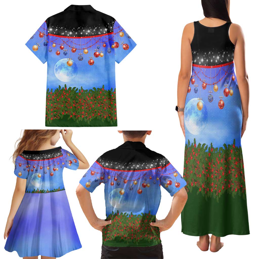German Shepherd Christmas Family Matching Tank Maxi Dress and Hawaiian Shirt with Santa Sleigh and Holiday Ornament Design - Wonder Print Shop