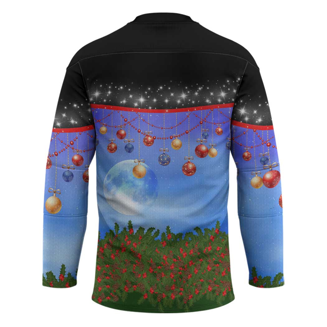 German Shepherd Christmas Hockey Jersey with Santa Sleigh and Holiday Ornament Design - Wonder Print Shop