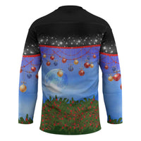 German Shepherd Christmas Hockey Jersey with Santa Sleigh and Holiday Ornament Design - Wonder Print Shop
