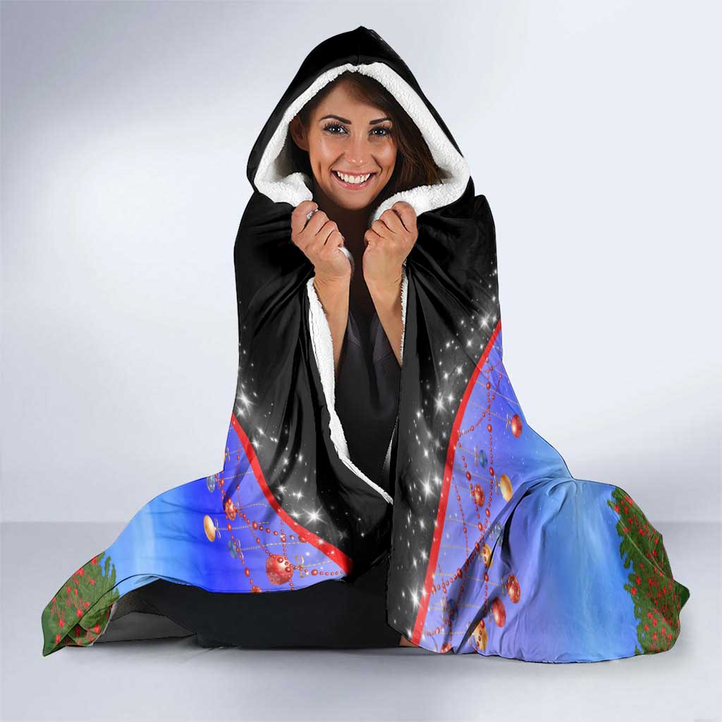 German Shepherd Christmas Hooded Blanket with Santa Sleigh and Holiday Ornament Design - Wonder Print Shop