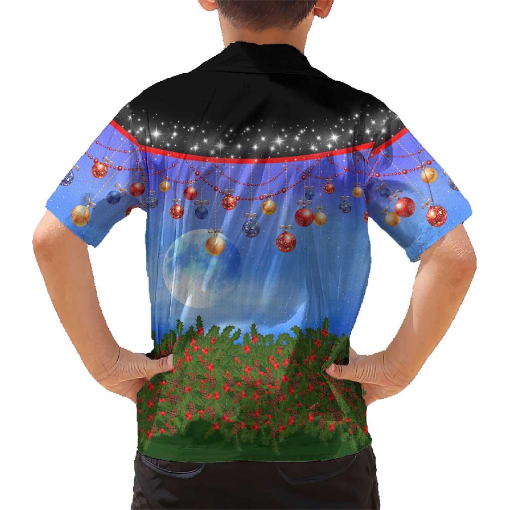 German Shepherd Christmas Kid Hawaiian Shirt with Santa Sleigh and Holiday Ornament Design - Wonder Print Shop