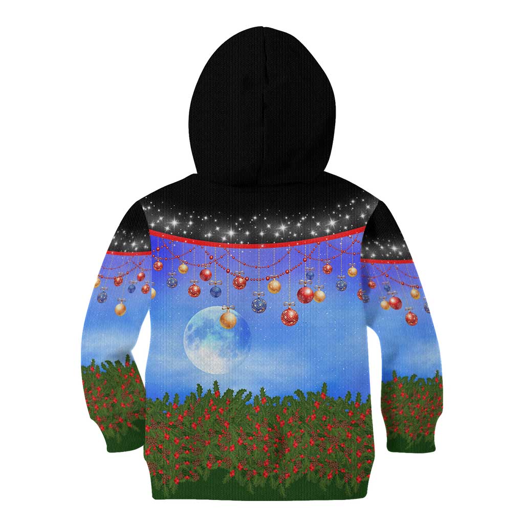 German Shepherd Christmas Kid Hoodie with Santa Sleigh and Holiday Ornament Design - Wonder Print Shop