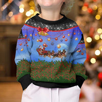 German Shepherd Christmas Kid Ugly Christmas Sweater with Santa Sleigh and Holiday Ornament Design - Wonder Print Shop