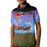 German Shepherd Christmas Kid Polo Shirt with Santa Sleigh and Holiday Ornament Design - Wonder Print Shop