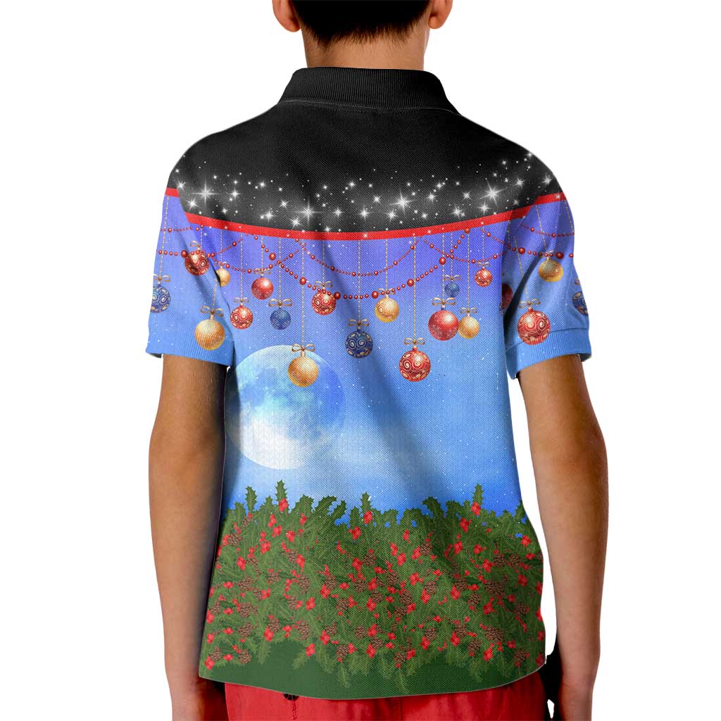 German Shepherd Christmas Kid Polo Shirt with Santa Sleigh and Holiday Ornament Design - Wonder Print Shop