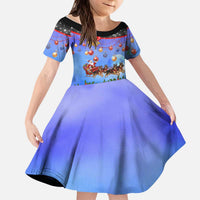 German Shepherd Christmas Kid Short Sleeve Dress with Santa Sleigh and Holiday Ornament Design - Wonder Print Shop
