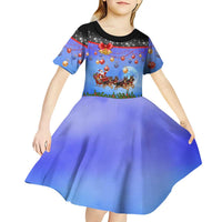 German Shepherd Christmas Kid Short Sleeve Dress with Santa Sleigh and Holiday Ornament Design - Wonder Print Shop
