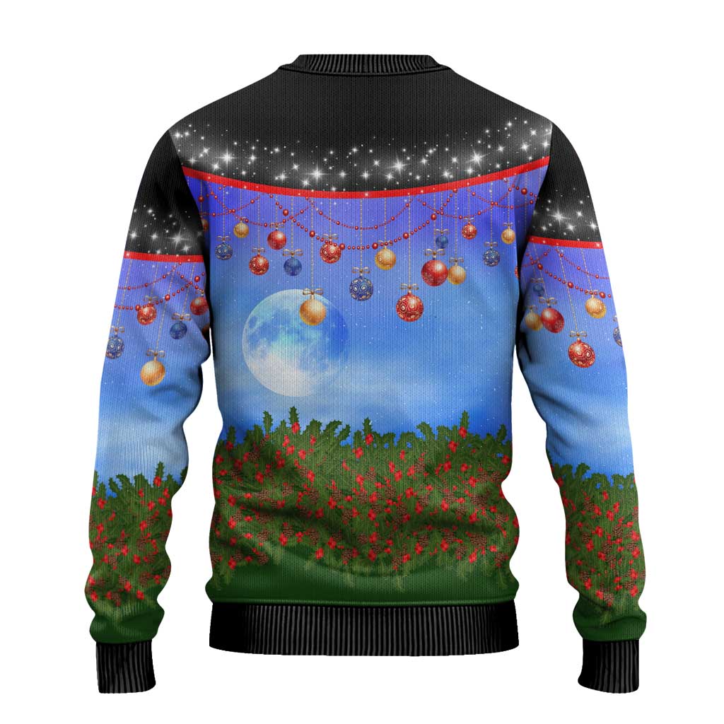 German Shepherd Christmas Ugly Christmas Sweater with Santa Sleigh and Holiday Ornament Design - Wonder Print Shop