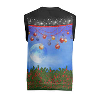German Shepherd Christmas Knitted V-Neck Vest with Santa Sleigh and Holiday Ornament Design - Wonder Print Shop