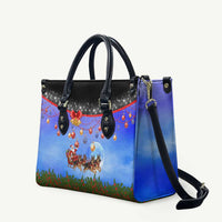 German Shepherd Christmas Leather Bag with Santa Sleigh and Holiday Ornament Design - Wonder Print Shop