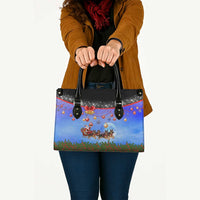 German Shepherd Christmas Leather Bag with Santa Sleigh and Holiday Ornament Design - Wonder Print Shop