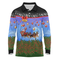 German Shepherd Christmas Long Sleeve Polo Shirt with Santa Sleigh and Holiday Ornament Design - Wonder Print Shop