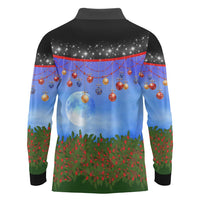 German Shepherd Christmas Long Sleeve Polo Shirt with Santa Sleigh and Holiday Ornament Design - Wonder Print Shop