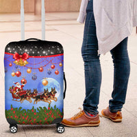 German Shepherd Christmas Luggage Cover with Santa Sleigh and Holiday Ornament Design - Wonder Print Shop