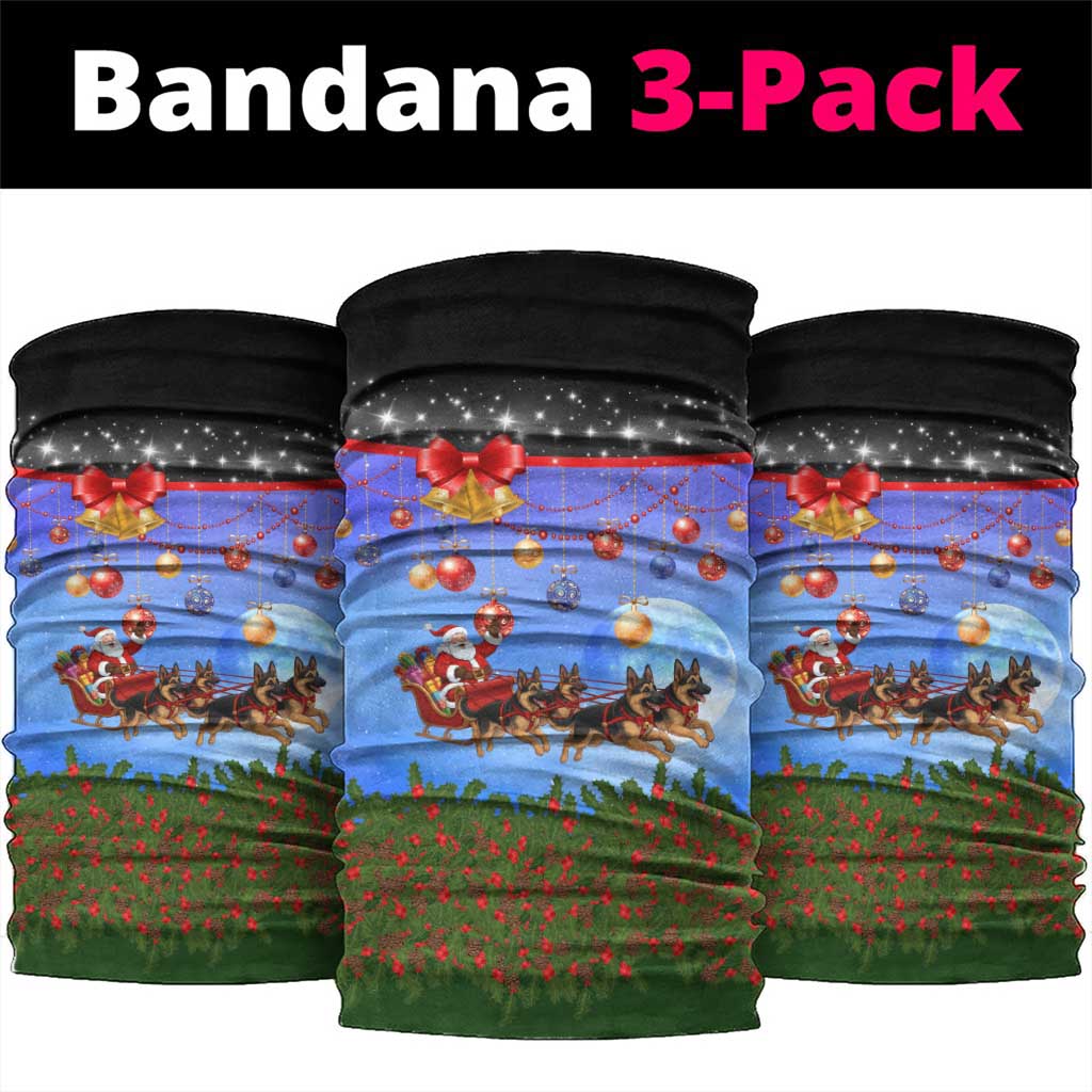 German Shepherd Christmas Neck Gaiter with Santa Sleigh and Holiday Ornament Design - Wonder Print Shop