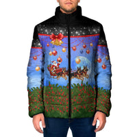 German Shepherd Christmas Padded Jacket with Santa Sleigh and Holiday Ornament Design - Wonder Print Shop