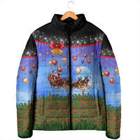 German Shepherd Christmas Padded Jacket with Santa Sleigh and Holiday Ornament Design - Wonder Print Shop