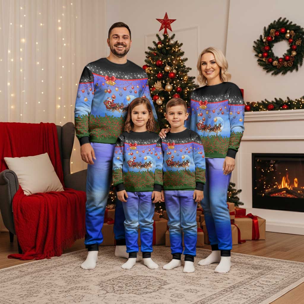German Shepherd Christmas Pajama Set with Santa Sleigh and Holiday Ornament Design - Wonder Print Shop
