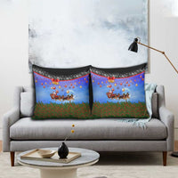 German Shepherd Christmas Pillow Cover with Santa Sleigh and Holiday Ornament Design - Wonder Print Shop