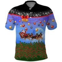 German Shepherd Christmas Polo Shirt with Santa Sleigh and Holiday Ornament Design - Wonder Print Shop
