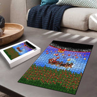 German Shepherd Christmas Puzzle with Santa Sleigh and Holiday Ornament Design - Wonder Print Shop