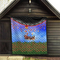German Shepherd Christmas Quilt with Santa Sleigh and Holiday Ornament Design - Wonder Print Shop