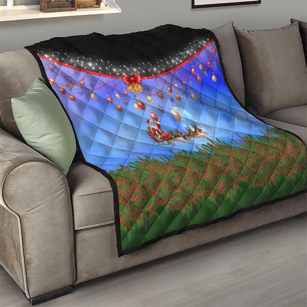 German Shepherd Christmas Quilt with Santa Sleigh and Holiday Ornament Design - Wonder Print Shop