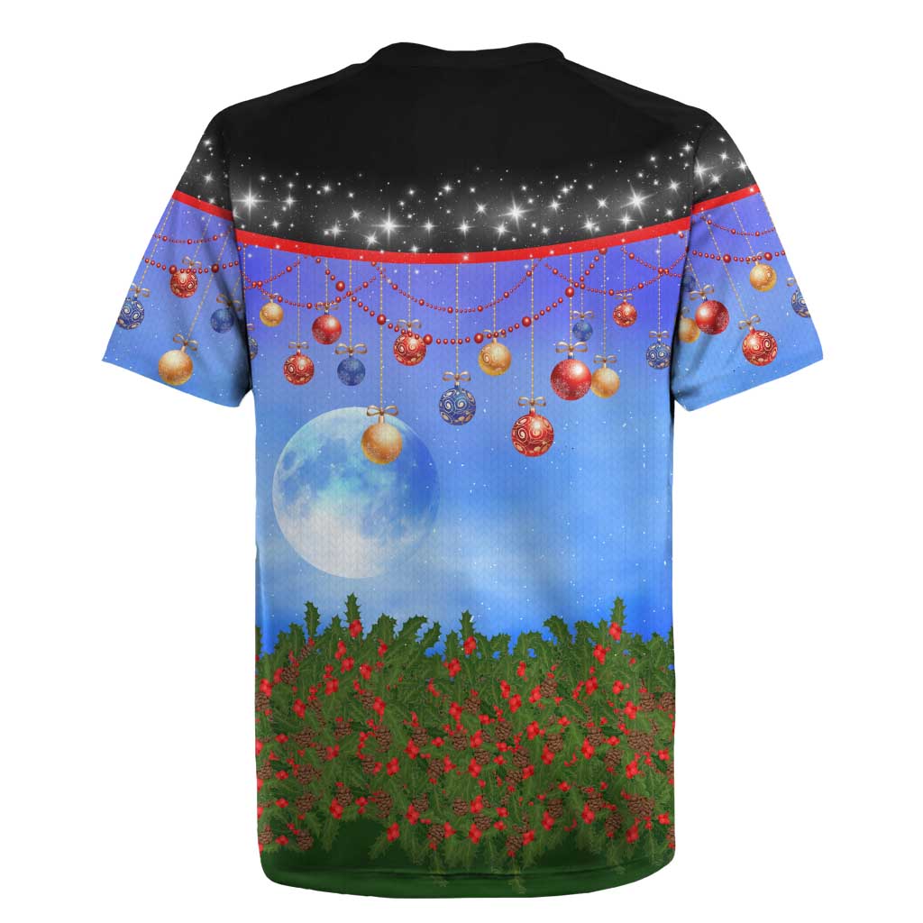 German Shepherd Christmas Rugby Jersey with Santa Sleigh and Holiday Ornament Design - Wonder Print Shop