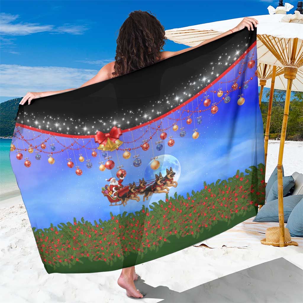 German Shepherd Christmas Sarong with Santa Sleigh and Holiday Ornament Design - Wonder Print Shop