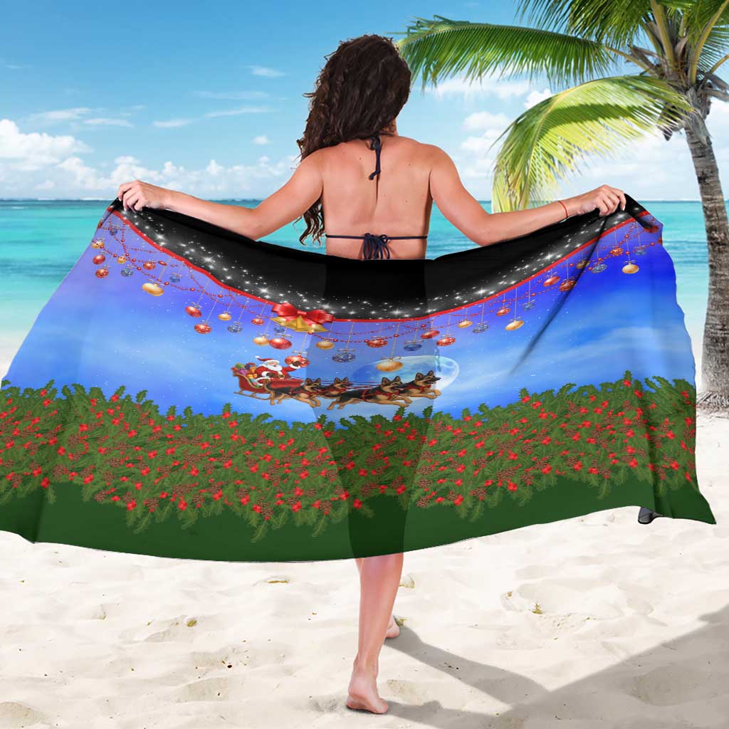 German Shepherd Christmas Sarong with Santa Sleigh and Holiday Ornament Design - Wonder Print Shop