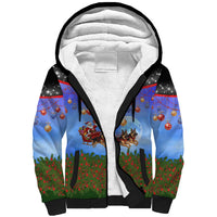 German Shepherd Christmas Sherpa Hoodie with Santa Sleigh and Holiday Ornament Design - Wonder Print Shop