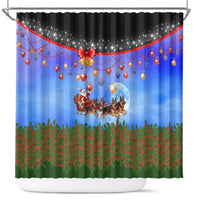 German Shepherd Christmas Shower Curtain with Santa Sleigh and Holiday Ornament Design - Wonder Print Shop