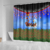 German Shepherd Christmas Shower Curtain with Santa Sleigh and Holiday Ornament Design - Wonder Print Shop