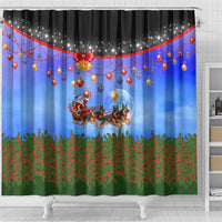 German Shepherd Christmas Shower Curtain with Santa Sleigh and Holiday Ornament Design - Wonder Print Shop