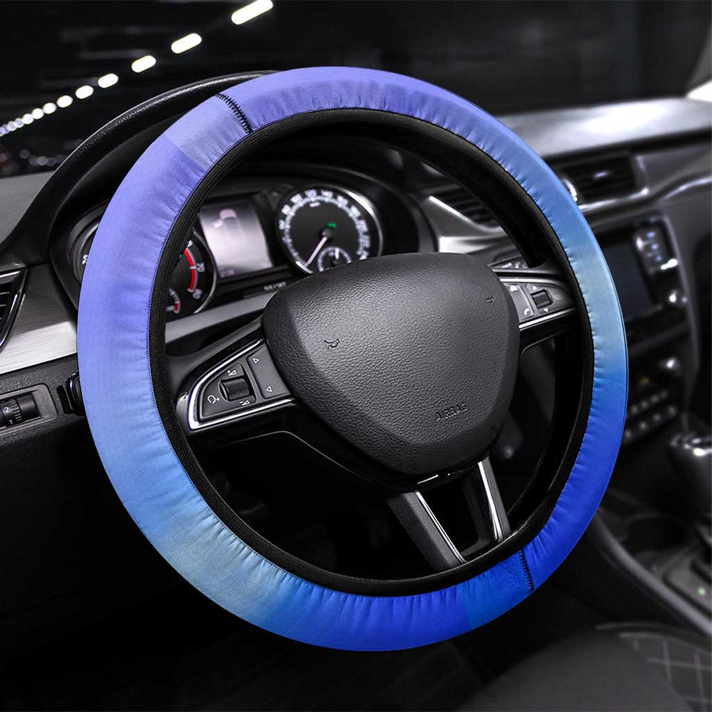 German Shepherd Christmas Steering Wheel Cover with Santa Sleigh and Holiday Ornament Design - Wonder Print Shop