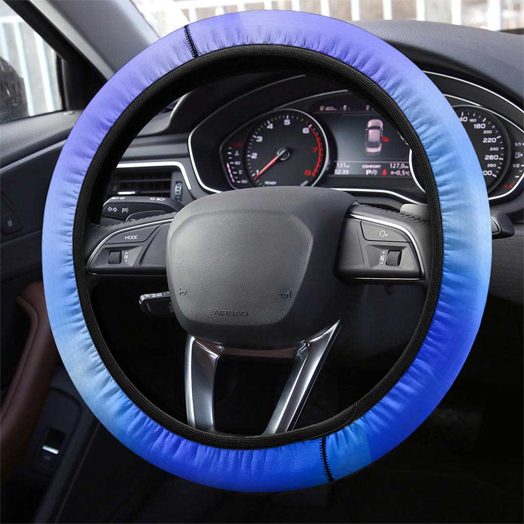 German Shepherd Christmas Steering Wheel Cover with Santa Sleigh and Holiday Ornament Design - Wonder Print Shop